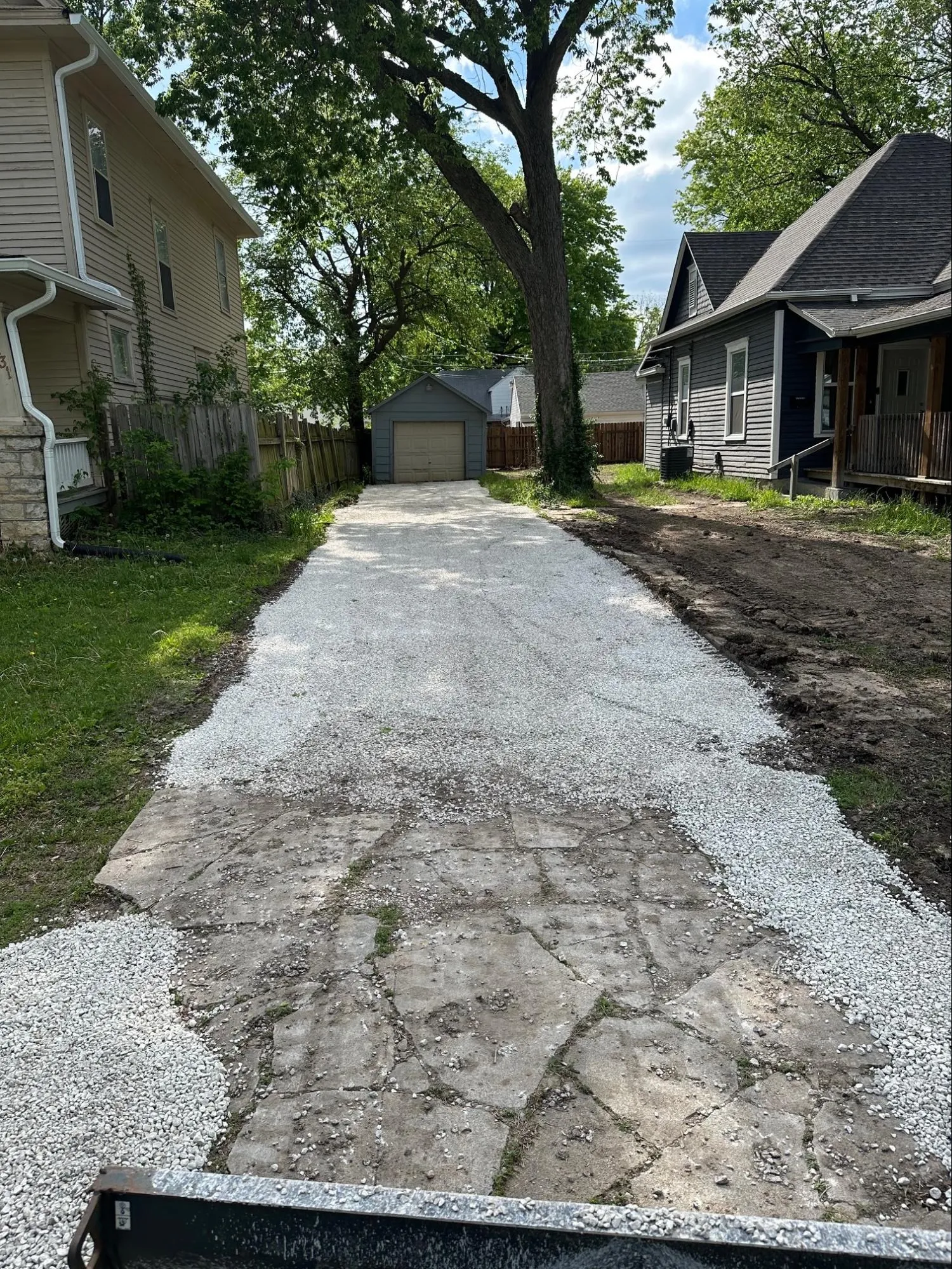 Completed concrete driveway